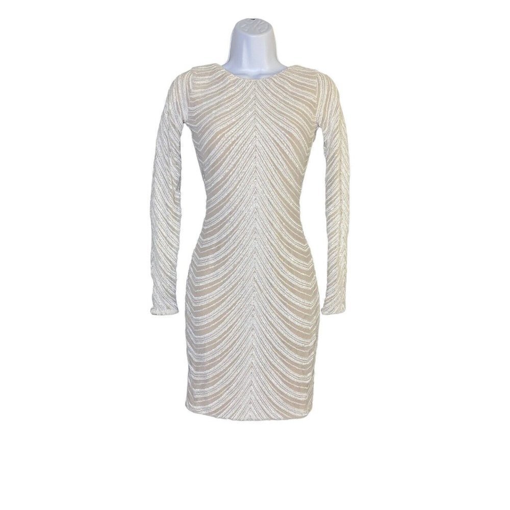 Dress The Population Womens Lola White Art Deco Sequin Mini Dress Size‎ XS